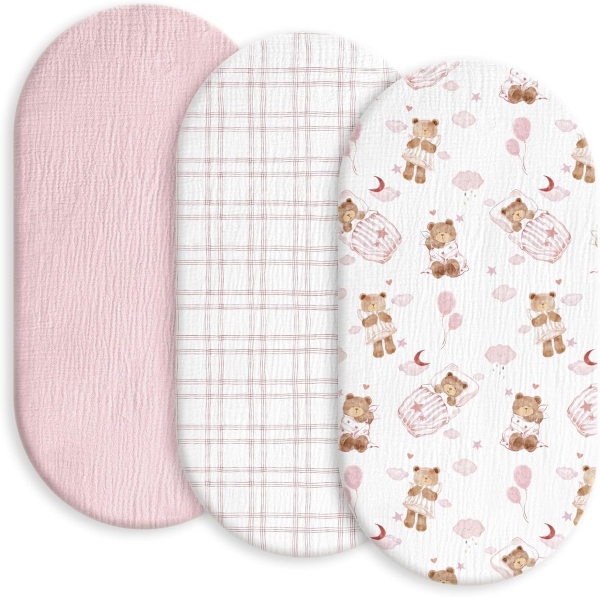 Set van 3 matrashoesen 100% mousseline katoen Oeko-Tex 100 83 x 43 x 12 cm