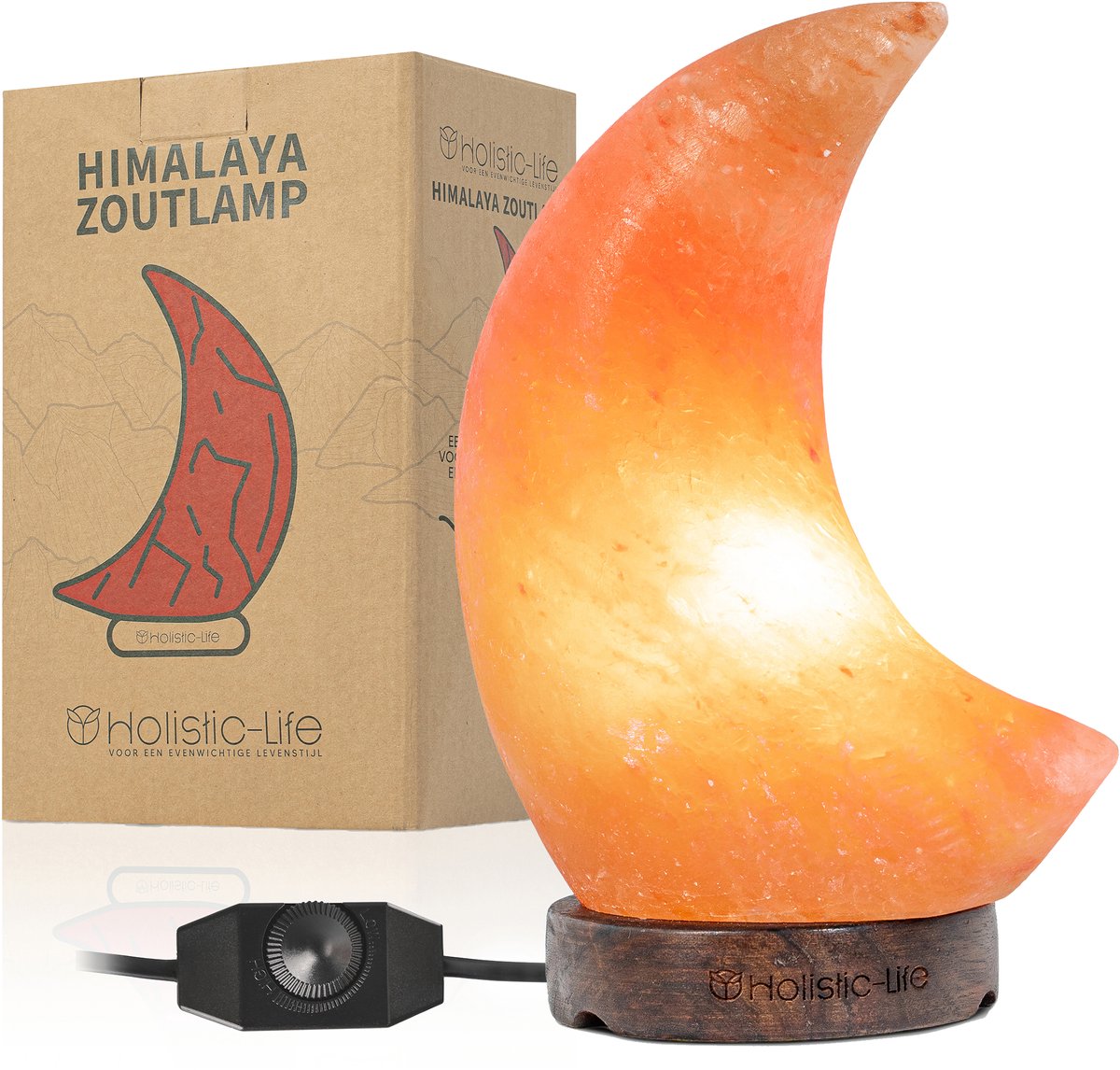 Dimbare Maanlamp Zoutlamp 2-3KG Himalayazout– Tafellamp – Sfeerlamp – Zoutsteen Nachtlampje – Dimbaar – Incl. E-book