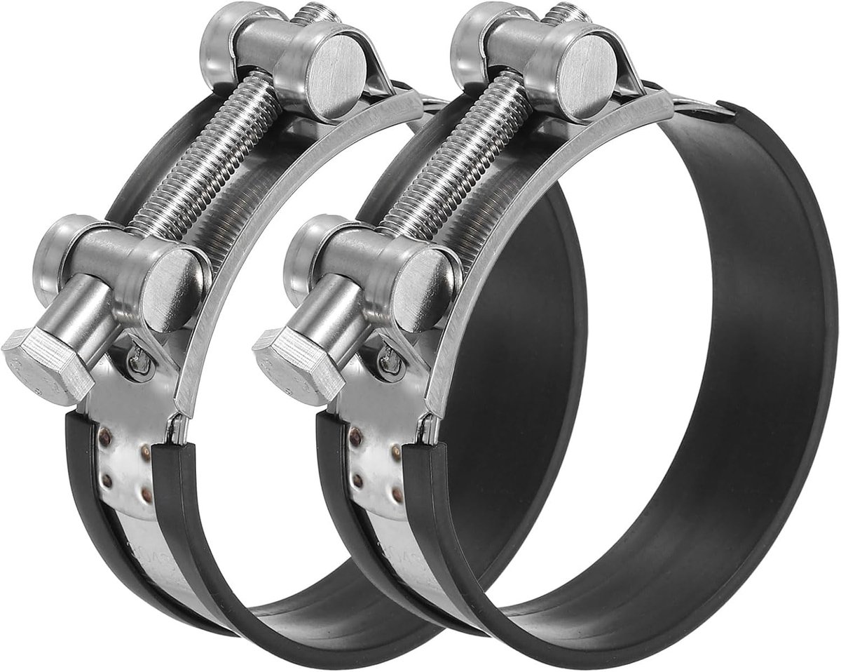 80-85mm T Bolt Slangklem - 2pcs Rubber Gevoerde Inlaat Intercooler Pijp Klemmen - 304 Roes