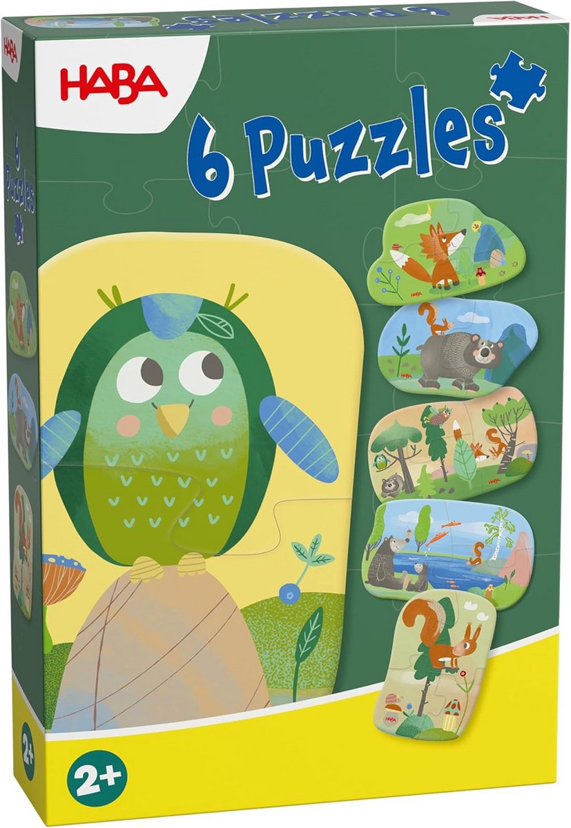 Houten Puzzels Bosdieren - 6 Stuks Vanaf 2 Jaar | Leerspel voor Peuters