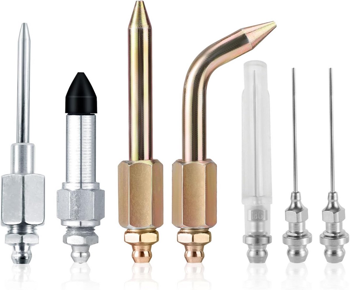 Vetspuit Accessoirekit met 3 Vetmonden Naalddispenser Rubberen Verbinding Gebogen Rechte Nippel voor Smering in Krappe Ruimtes