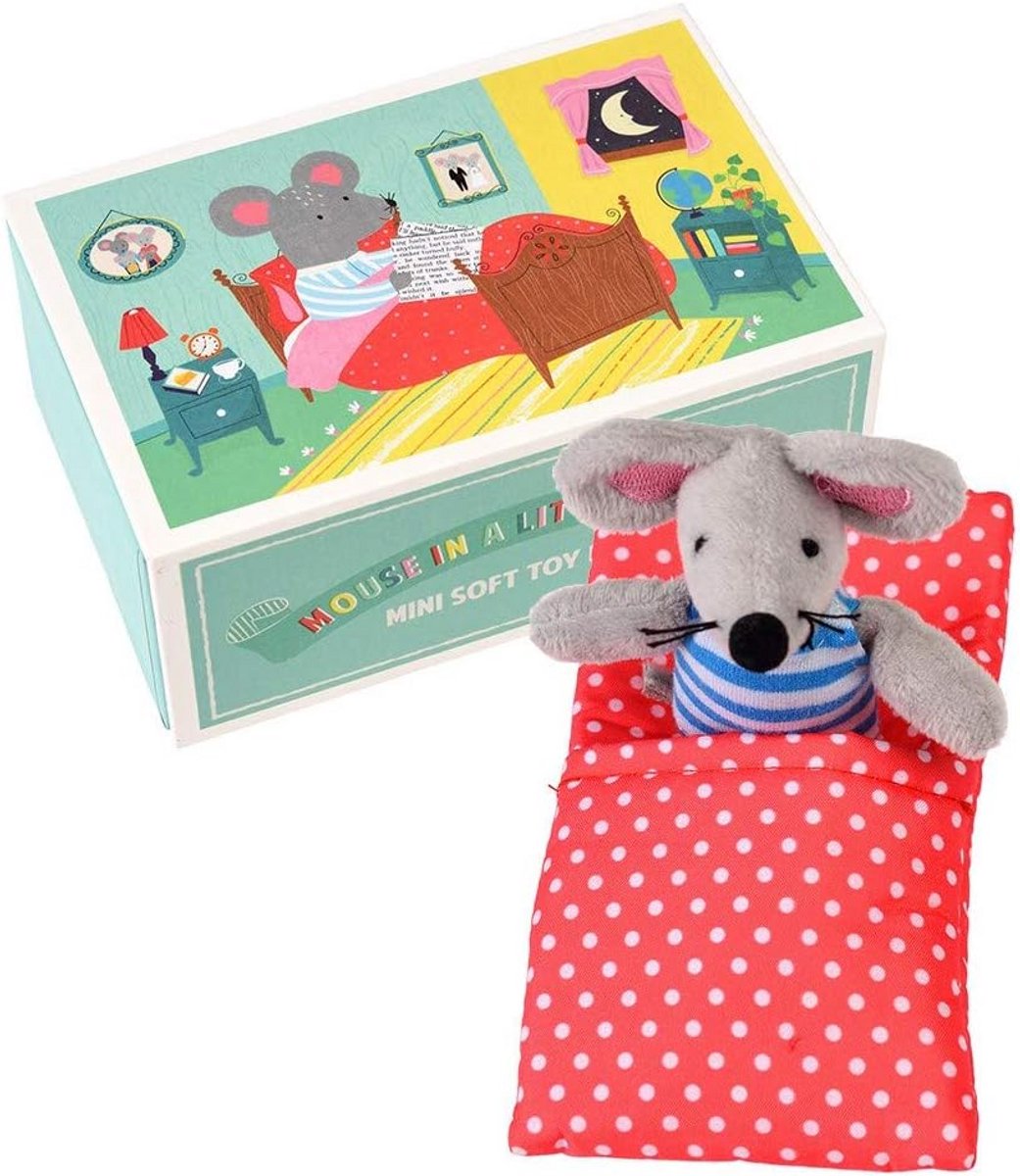 Pluche Muis met Slaapzak en Huisje - Knuffelset voor Kinderen