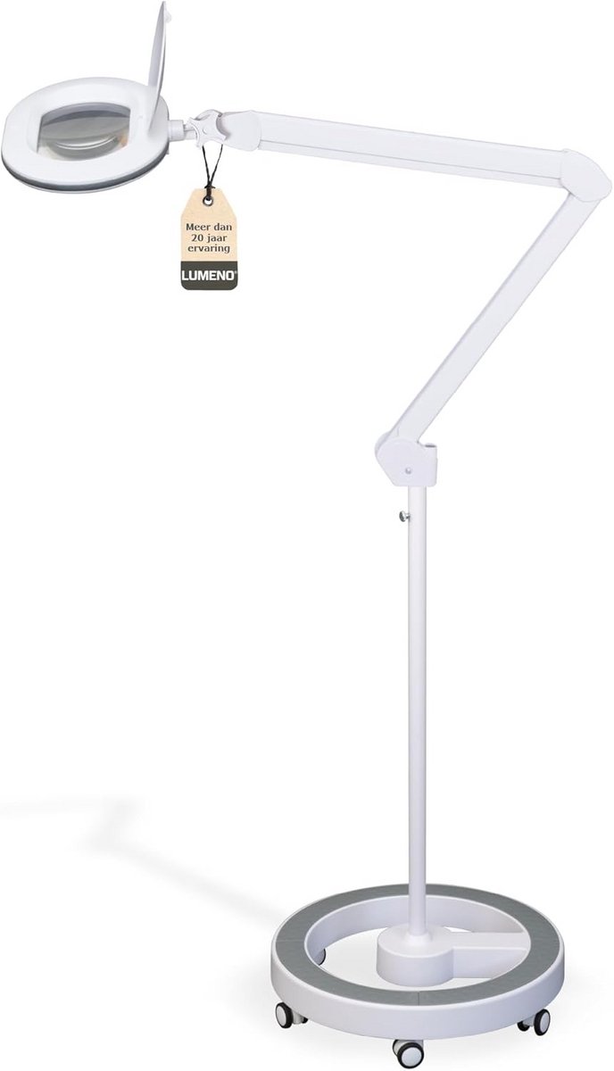 Vergrootlamp met Wieltjesstandaard en Dimbaar LED Licht, 5 Dioptrie voor Precisiewerk