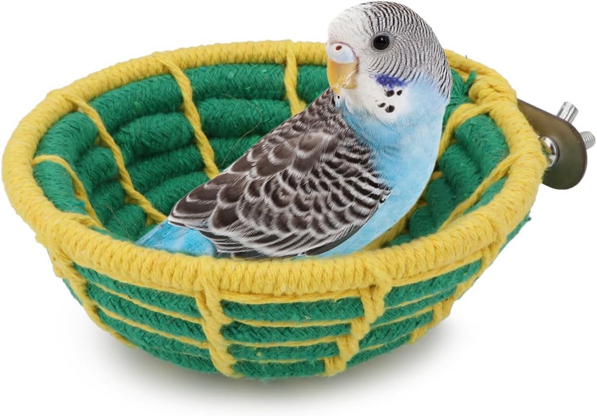 Handgemaakt Katoenen Vogelnest en Rustplaats voor Kleine Papegaaien, Parkieten en Kanaries