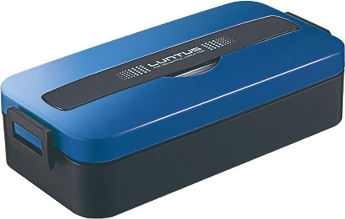 Bento Box Lunchtrommel 800ml Blauw Met Vakjes en Draagtas - Lekdicht