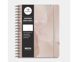 Hobbit - 18 Maanden Agenda 2026-2027 - 1 week op 2 pagina's - Harde Kaft - Ringband Agenda - ±A4 (20,5 x 26,5 cm) - Abstract Oudroze