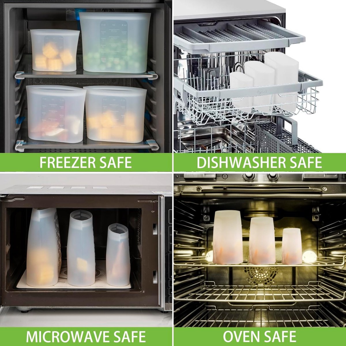 Boterhamzak Herbruikbaar - Diepvrieszakken - Diepvrieszakjes - Siliconen Vershoudzakken - Hersluitbare zakjes - Food savers - Lekvrij - 3stuks - 500/1000ml/1500ml — cadeau in Cadeau-ideeën - foto 2