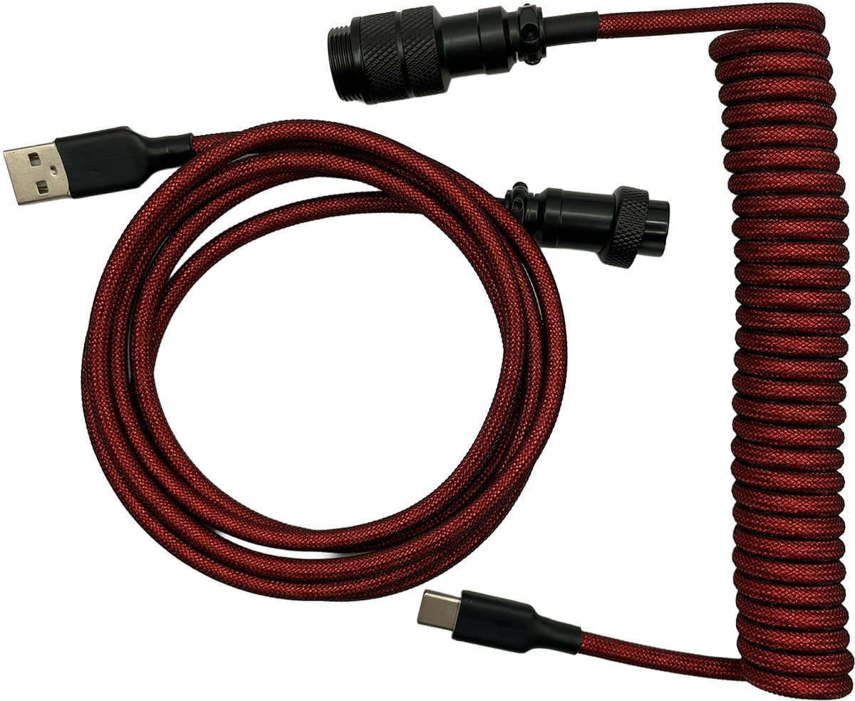 Premium Coiled Cable - Rood - USB-C Naar USB-A - Mechanisch Toetsenbord Kabel