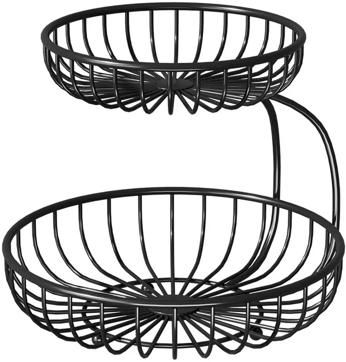iBright Fruitschaal 2 Laags - Grote Metalen Fruitmand - Luxe Etagère - 29x24 cm - Zwart