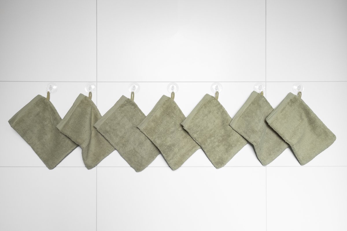 RELAKZ - Fog Green - Washandjes - Set 7 Stuks - 100% Katoen - 550 GSM - Zacht en Hoog Absorberend