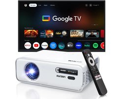 Aurzen EAZZE D1G Mini Beamer – Google TV – Mini Projector – Full HD 1080p – Google TV (ingebouwd) – HDR10 – Dolby Audio – Auto Focus & Keystone – WiFi 5G & Bluetooth 5.1 – Stream eenvoudig vanaf je smartphone – Chromecast ingebouwd