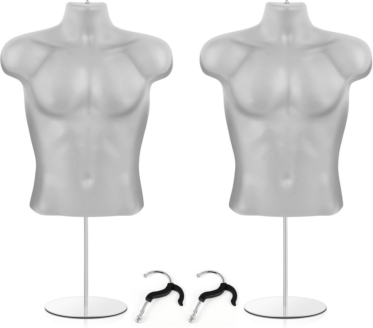 Set van 2 Mannequin Torso's voor Kledingpresentatie met Verstelbare Standaard