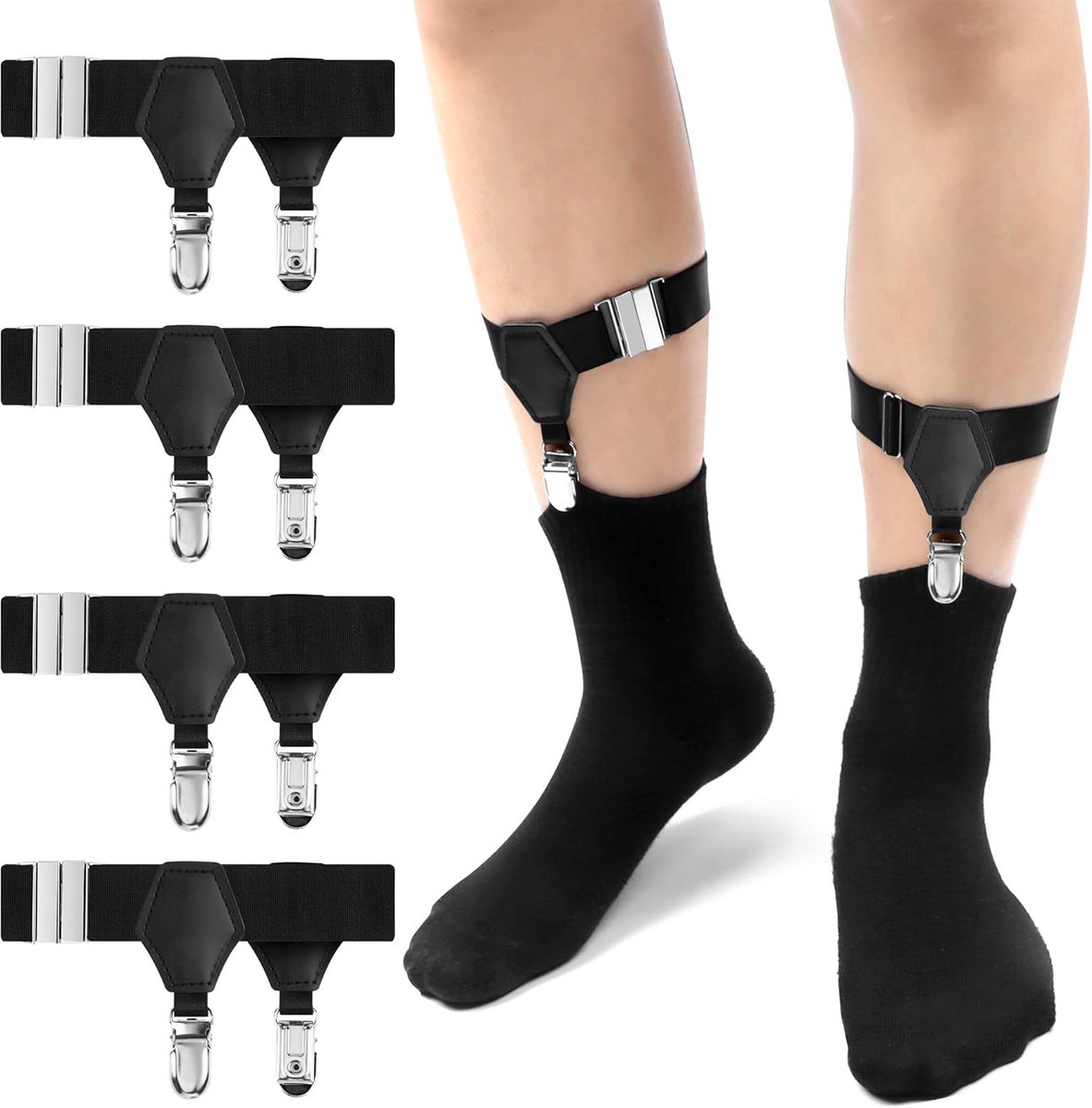 Verstelbare Sokkenhouders met Clips voor Mannen - Anti-Slip Kousenbanden