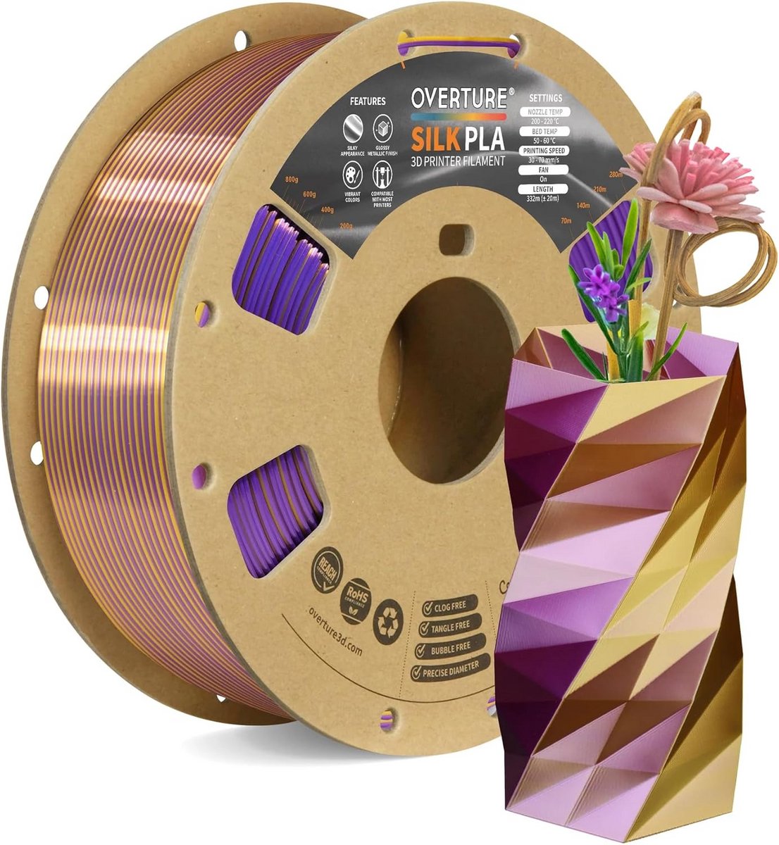 Dubbelkleurig PLA 1.75mm Filament voor 3D Printers - Clog-vrij & Glanzend