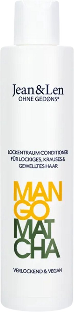 Jean & Len Conditioner Mango & Matcha – 300 ml: ontwart. verzacht en geeft glans zonder te verzwaren. Frisse fruitige geur. ideaal voor dagelijks gebruik.