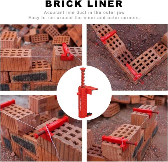 MK Stoer - Metselgereedschap Fixer - Bouwconstructies - Rood - Brick Liner Runner - Draadtrekker - Twee stuks - Geschikt voor - Al het metselwerk van Merkloos — afbeelding 5