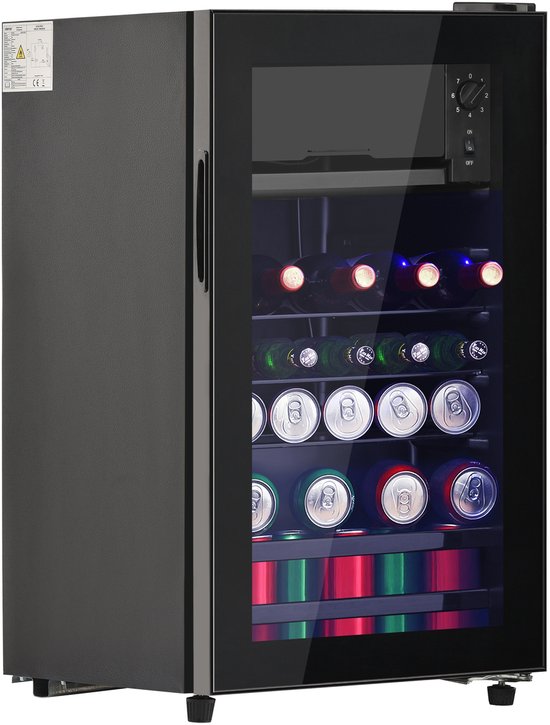 Zubaliya Zwarte Mini Koelkast 76 Liter - Met 6 Liter Vriesvak & Verstelbare Planken - Energieklasse E & Stil (43 dB) - Voor Kantoor En Appartement — afbeelding 3