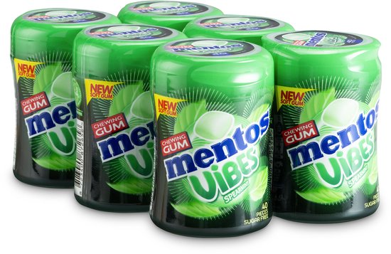 Mentos Gum Vibes Spearmint - Kauwgom - Suikervrij - 6x40stuks