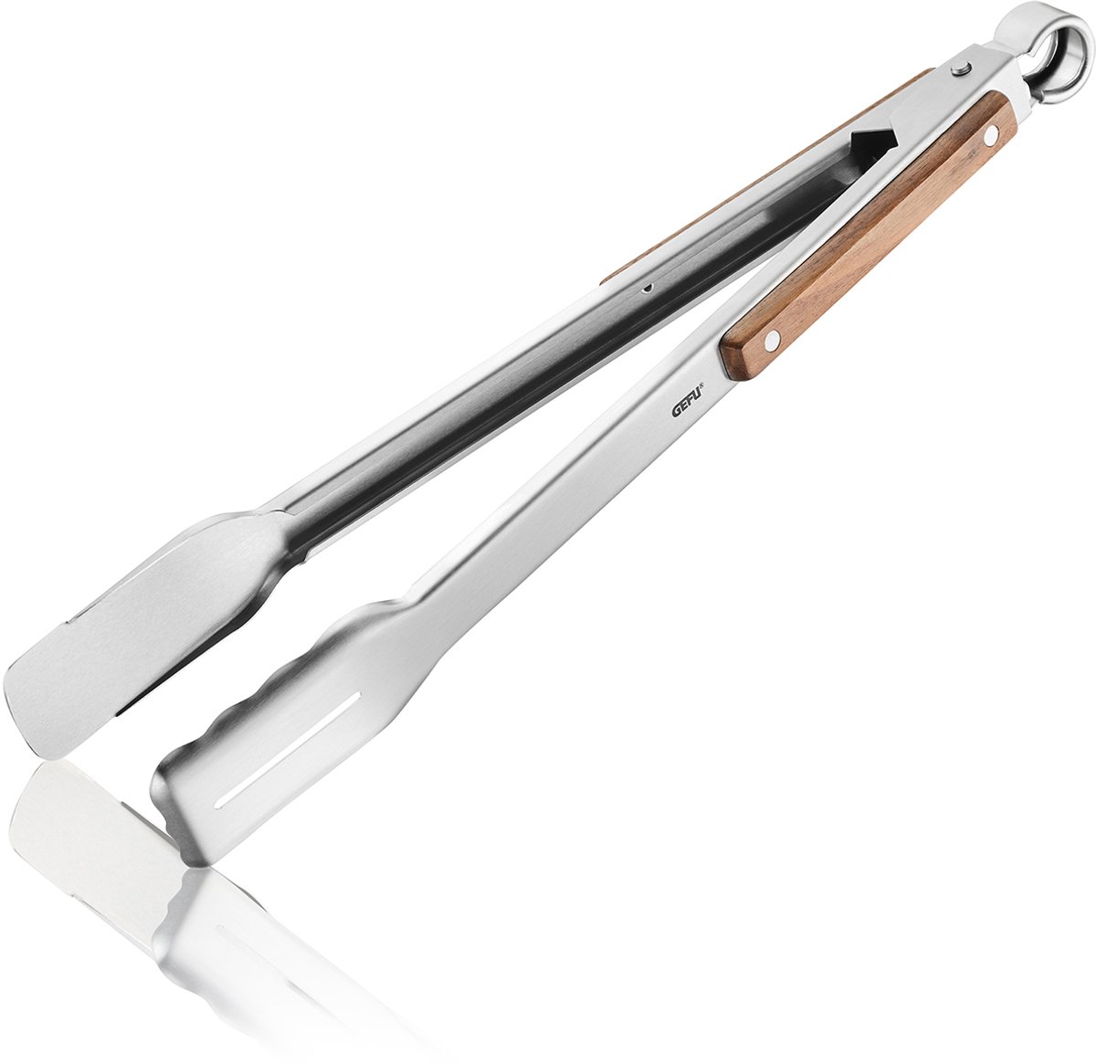 GEFU Barbecuetang SERINO – RVS & Walnotenhout – 42,5 cm – Met Vergrendeling