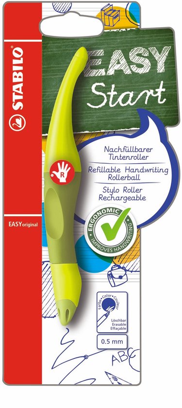 STABILO EASYoriginal - Ergonomische Rollerball - Rechtshandig - Blauwe Inkt - Navulbaar - Lime/Groen