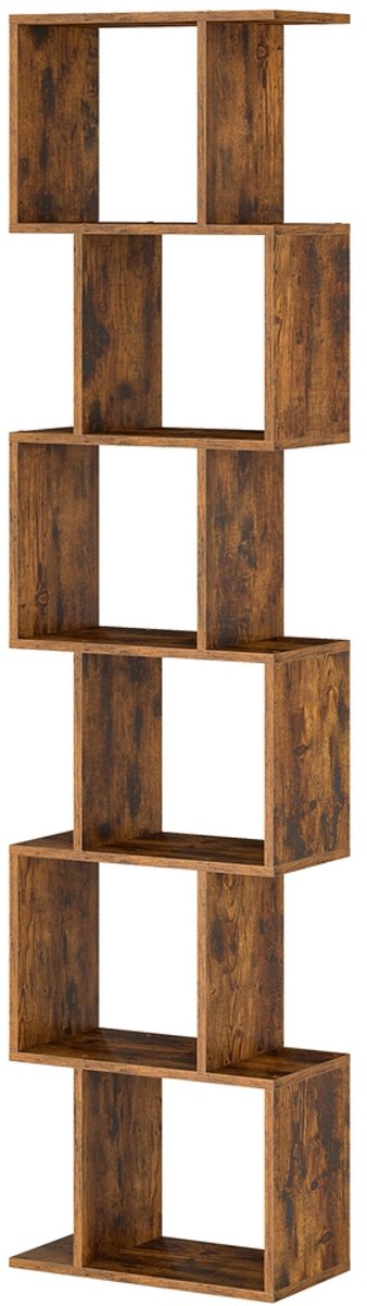 Boekenkast – Vrijstaande opbergkast – 6 planken – Bruin – 24 x 40 x 191 cm – Max. belasting 10 kg per plank