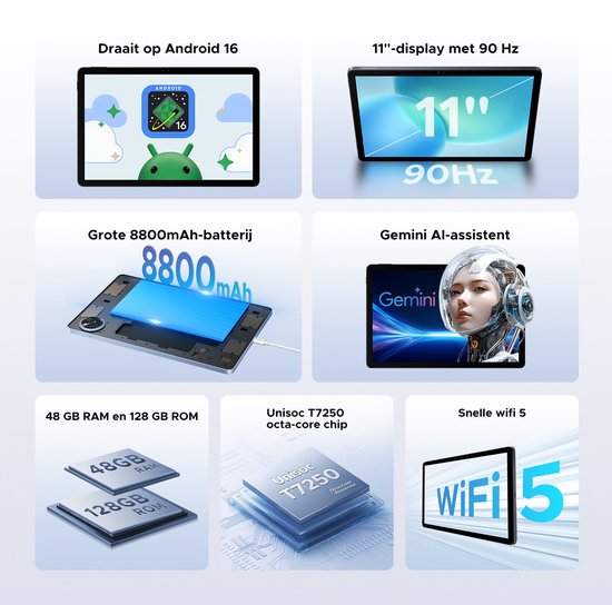 Aorlym P11 Tablet - 48GB RAM+128GB ROM/TF 2TB - Android 16 - 11 inch ...