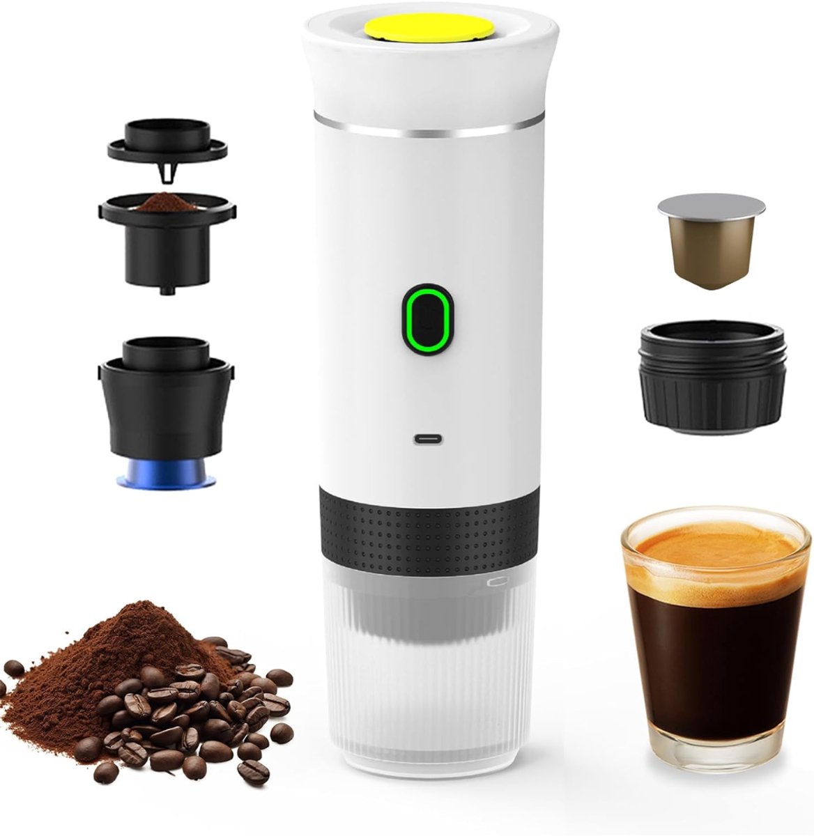 MIRA®Draagbare Koffiemachine - Blender To Go - Draagbare Blender - Wit - 28 cm x 9cm x 9cm