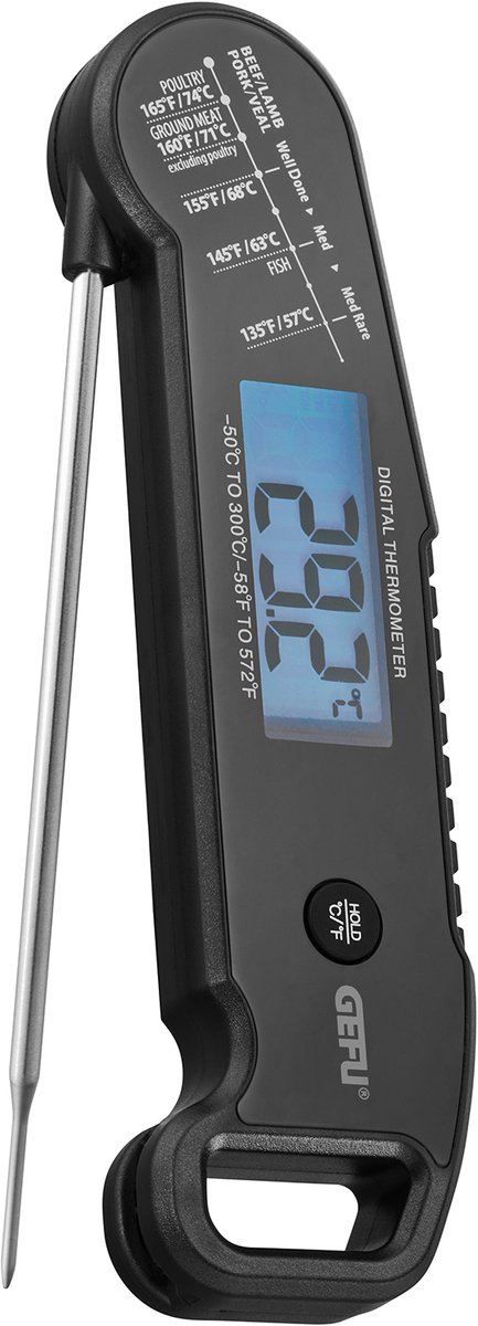 GEFU AUREMA Digitale Vleesthermometer – Opvouwbare sonde – −50 °C tot 300 °C – BBQ & oven