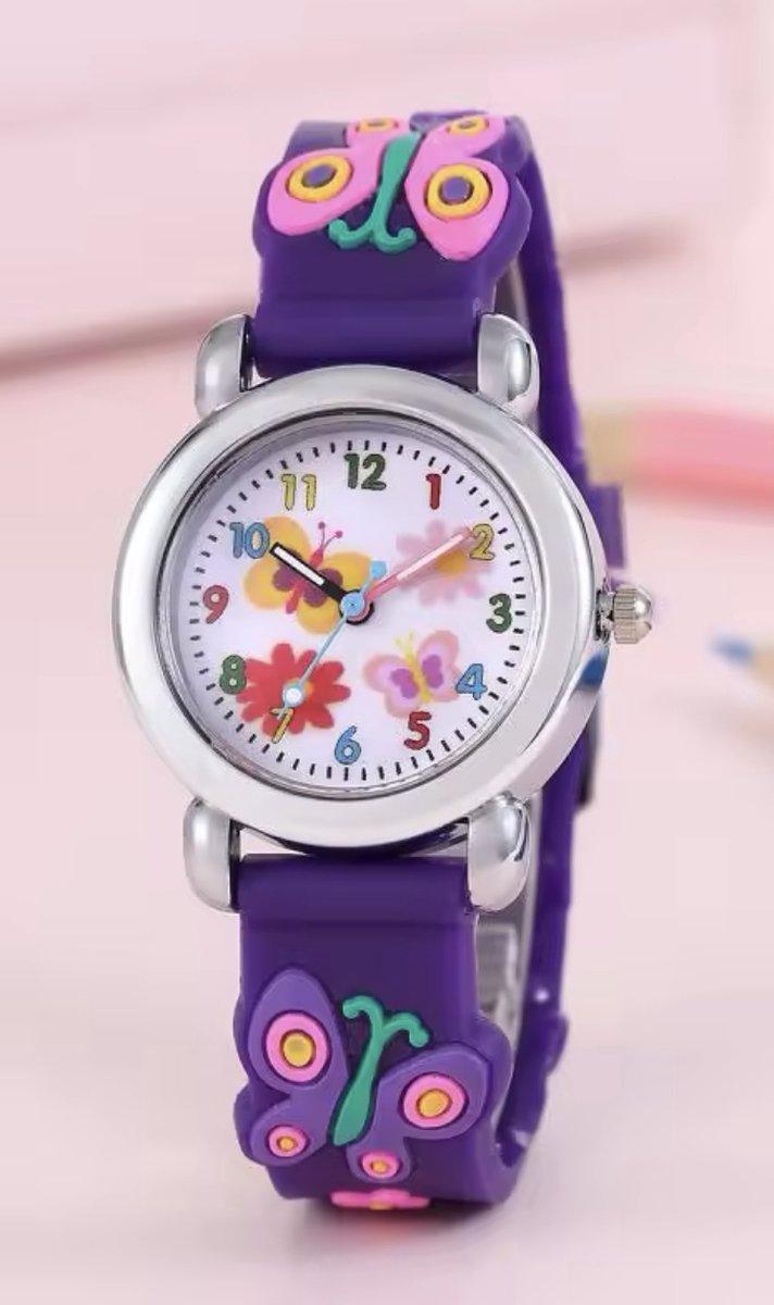 12Getit Vlinderhorloge paars siliconen band