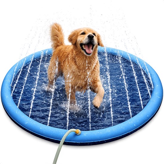 Dutchwide Ø 100cm Hondenzwembad - Met Sproeiers - Anti Slip Hondendouche - Bad voor Honden - Waterspeelgoed Hond - Fontein - Zwembad - Hondenbad