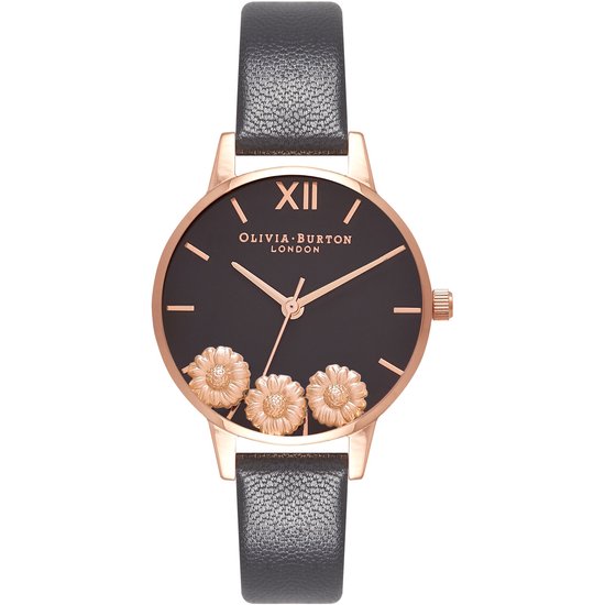 Olivia Burton dames analoog kwarts horloge met lederen armband OB16TZ01