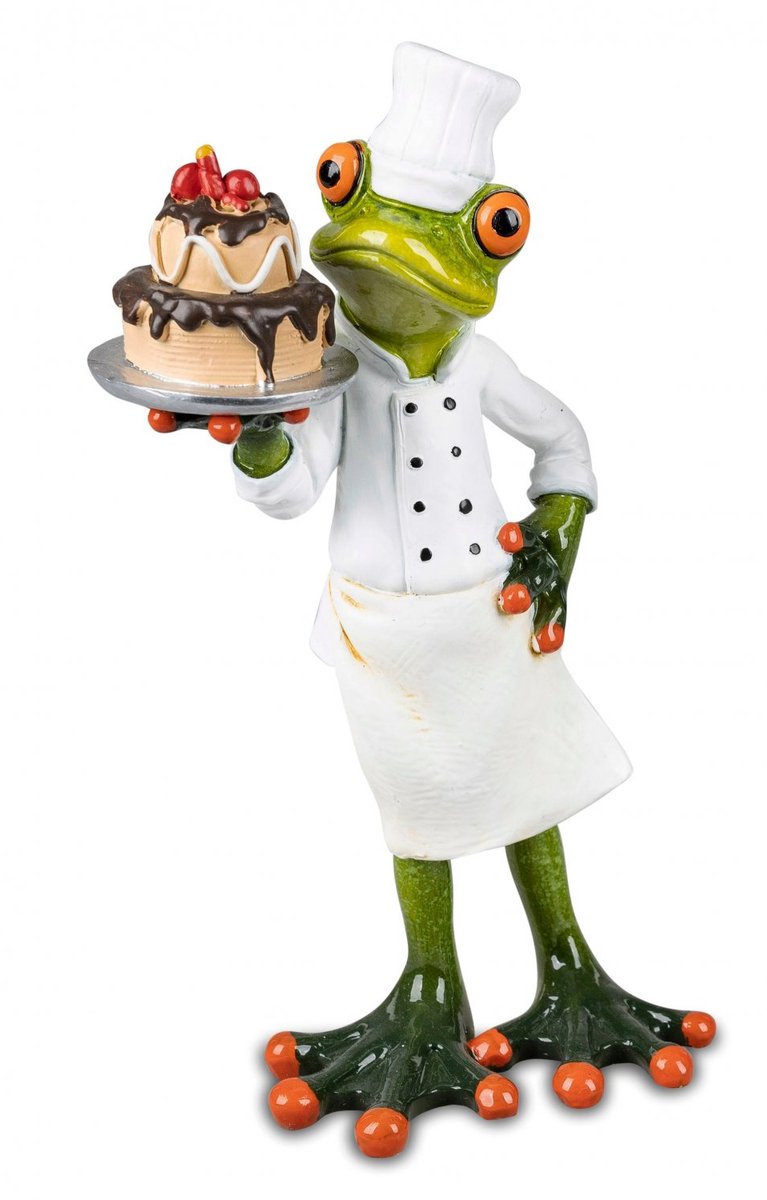 Kikker - Chef de toetjes - Man - Opkikker - Groen - Beeld - 14x8x8cm - Keramiek