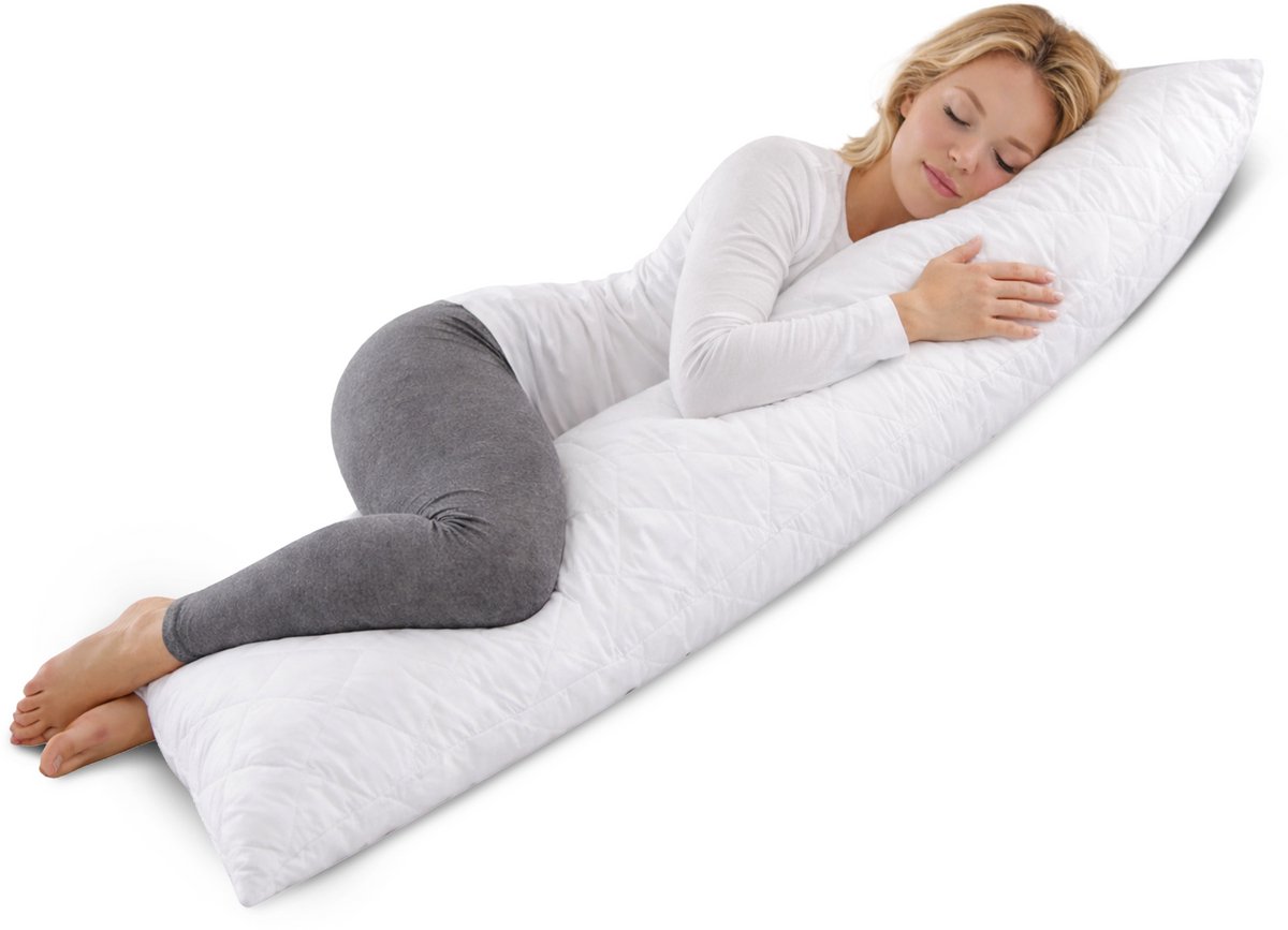 Comfeur Body Pillow - Ergonomisch - Zijslaapkussen, Zwangerschapskussen & Voedingskussen - Sluimerrol - Lichaamskussen met Wasbare Hoes - 40x145 cm