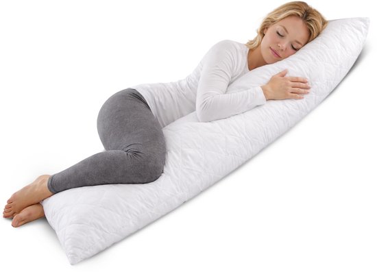 Comfeur Body Pillow - Ergonomisch - Zijslaapkussen, Zwangerschapskussen & Voedingskussen - Sluimerrol - Lichaamskussen met Wasbare Hoes - 40x145 cm