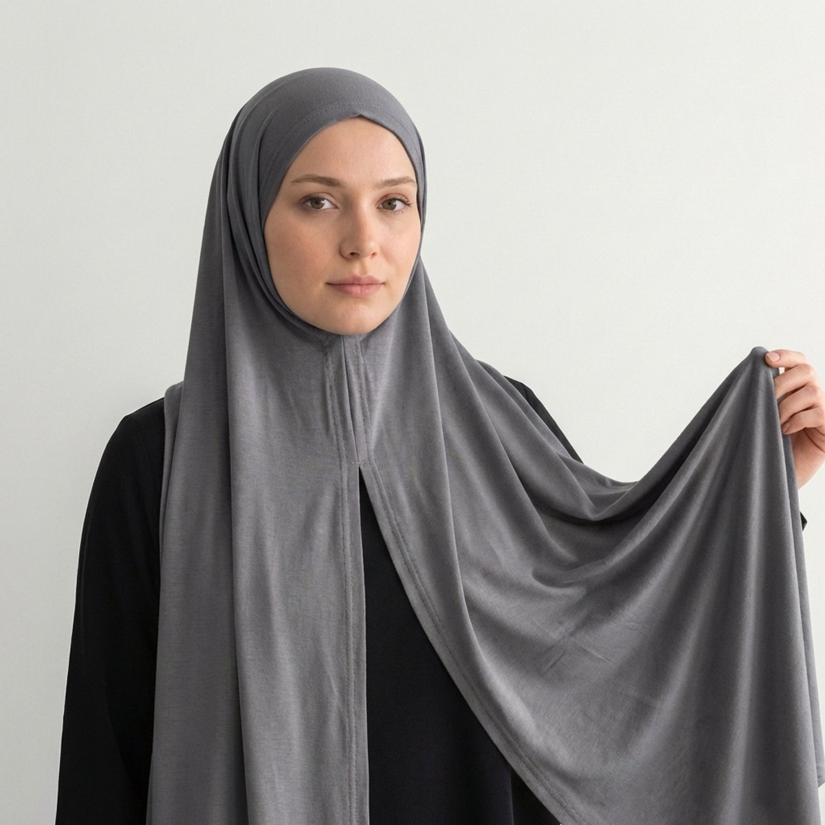 FIRASET Rookgrijs Praktische Instap-Sjaal van Viscose Jersey - Hoofddoek - Hoofddeksel - Hijab – Turks Fabriqa