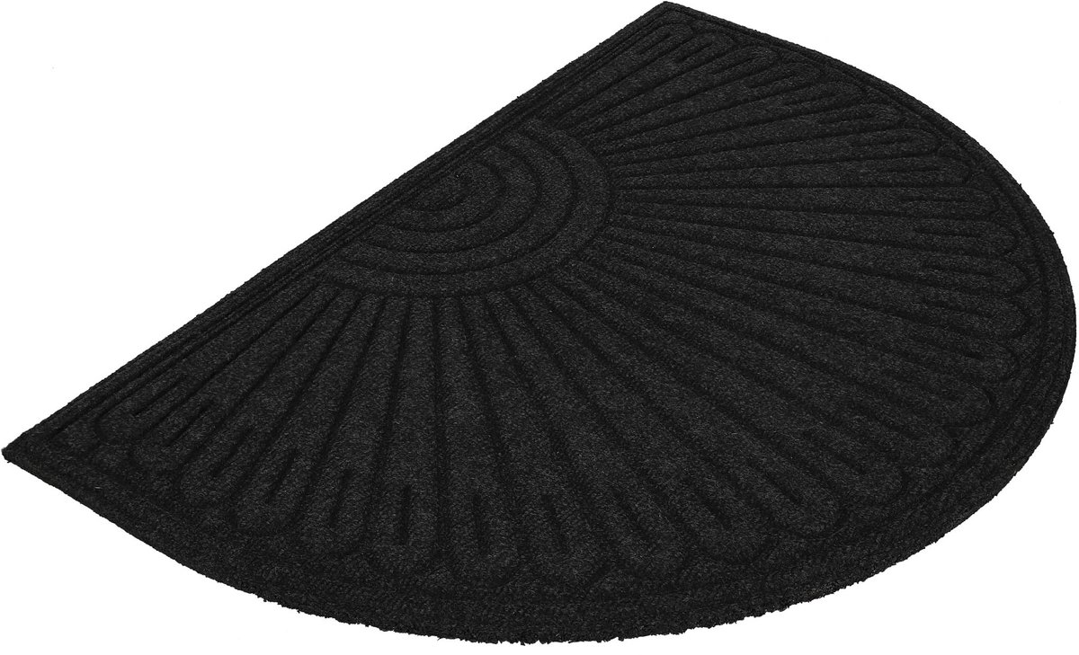 KOTARBAU Droogloopmat, Schoonloopmat, Deurmat, Polyester + Gummi, 60 x 90 cm, Grijs, Halfcirkel, Inloopmat, Deurmat Antislip, Vuilvanger, voor Binnen, Entreemat