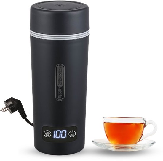 JT Products Draagbare Waterkoker Zwart - 350mL - 3-in1 Design - Temperatuurregulatie - Mini Waterkoker - Reis Waterkoker - Smart Waterkoker - Portable Waterkoker