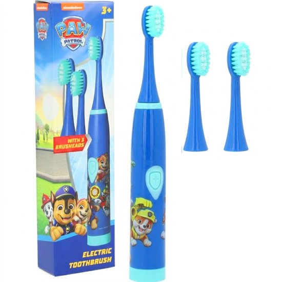 PAW Patrol Elektrische Tandenborstel met 3 Opzetborstels - 10.000 Rotaties per Minuut - 20 x 2 x 2,5 cm - Draadloos - Tandverzorging voor Peuter en Kind - Vanaf 3 Jaar - Blauw