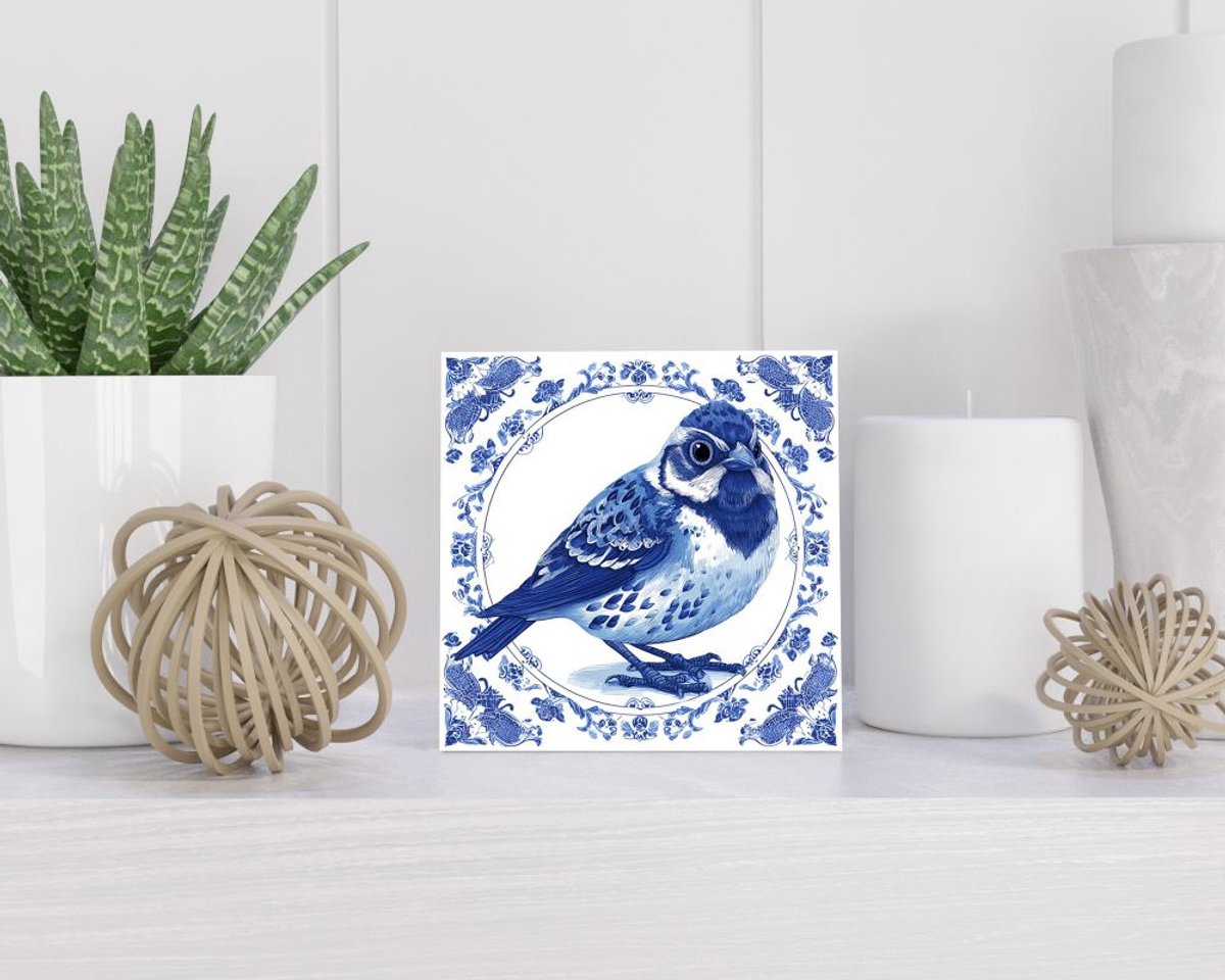 Tegel 15x15 cm met Delfts blauw cadeau decoratie | tegeltjes met tekst | tegeltjes met spreuken | collega | oma | opa | pensioen | mama | papa | vriend