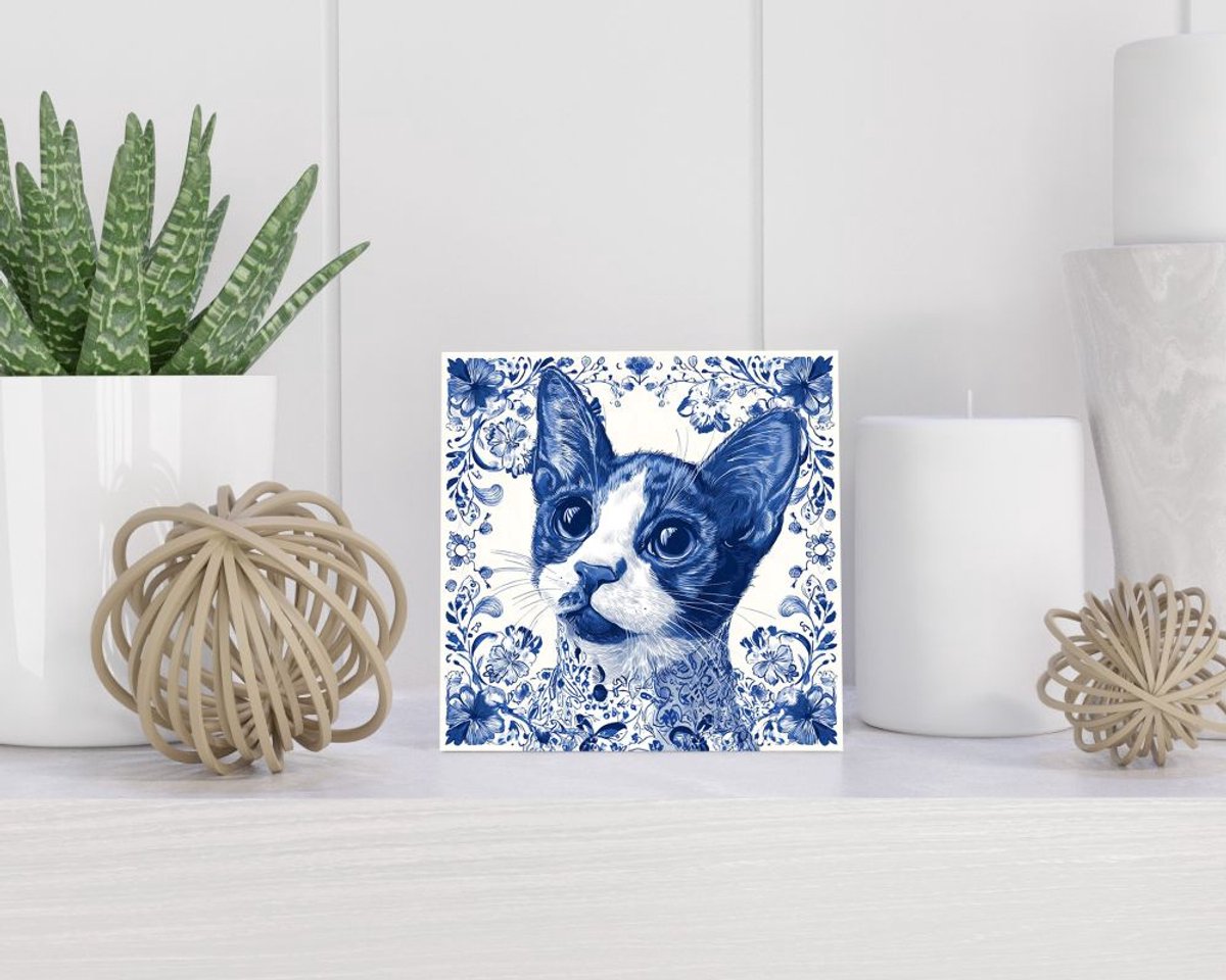 Tegel 15x15 cm met Delfts blauw cadeau decoratie | tegeltjes met tekst | tegeltjes met spreuken | collega | oma | opa | pensioen | mama | papa | vriend