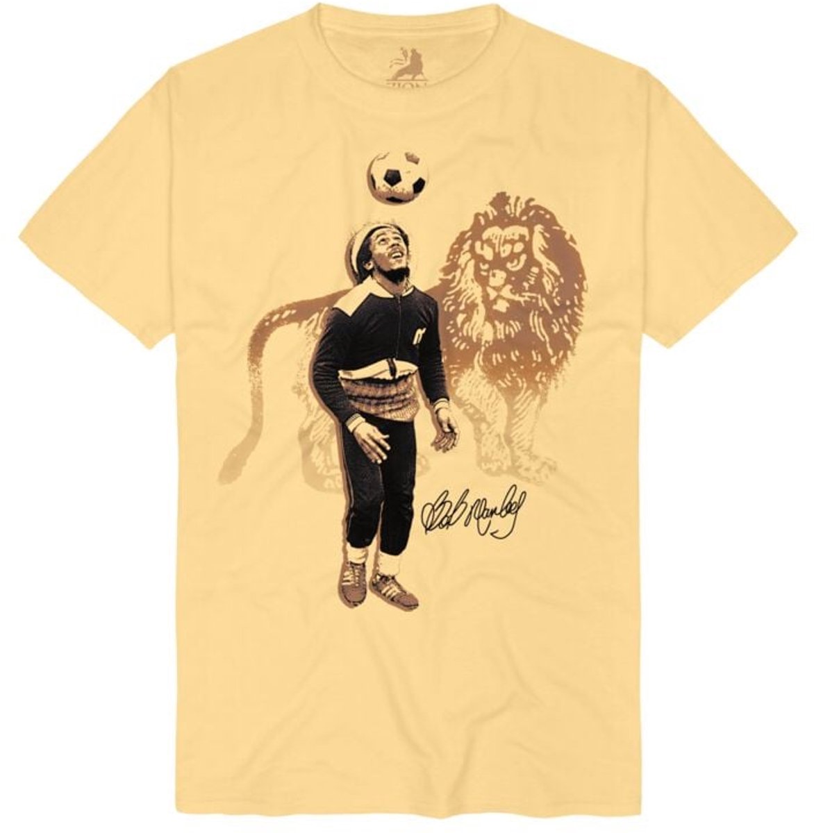 Bob Marley Football Lion Heren T-shirt - geel - L
