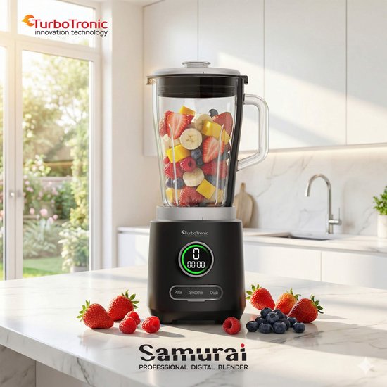 TurboTronic BG7 Blender met glazen kan - 2L Glas - 2100W - Smoothie blender - Smoothie maker - RVS van TurboTronic — afbeelding 3