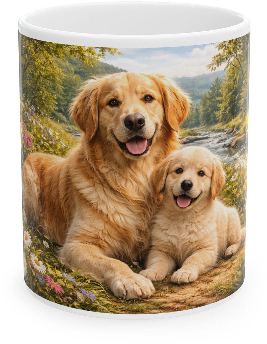 Plot-Twister - Dieren Mok 330ML – Honden Samen - Keramische Koffiemok met Unieke Dierenprint – Vaatwasser & Magnetronbestendig – Cadeauverpakking met Venster