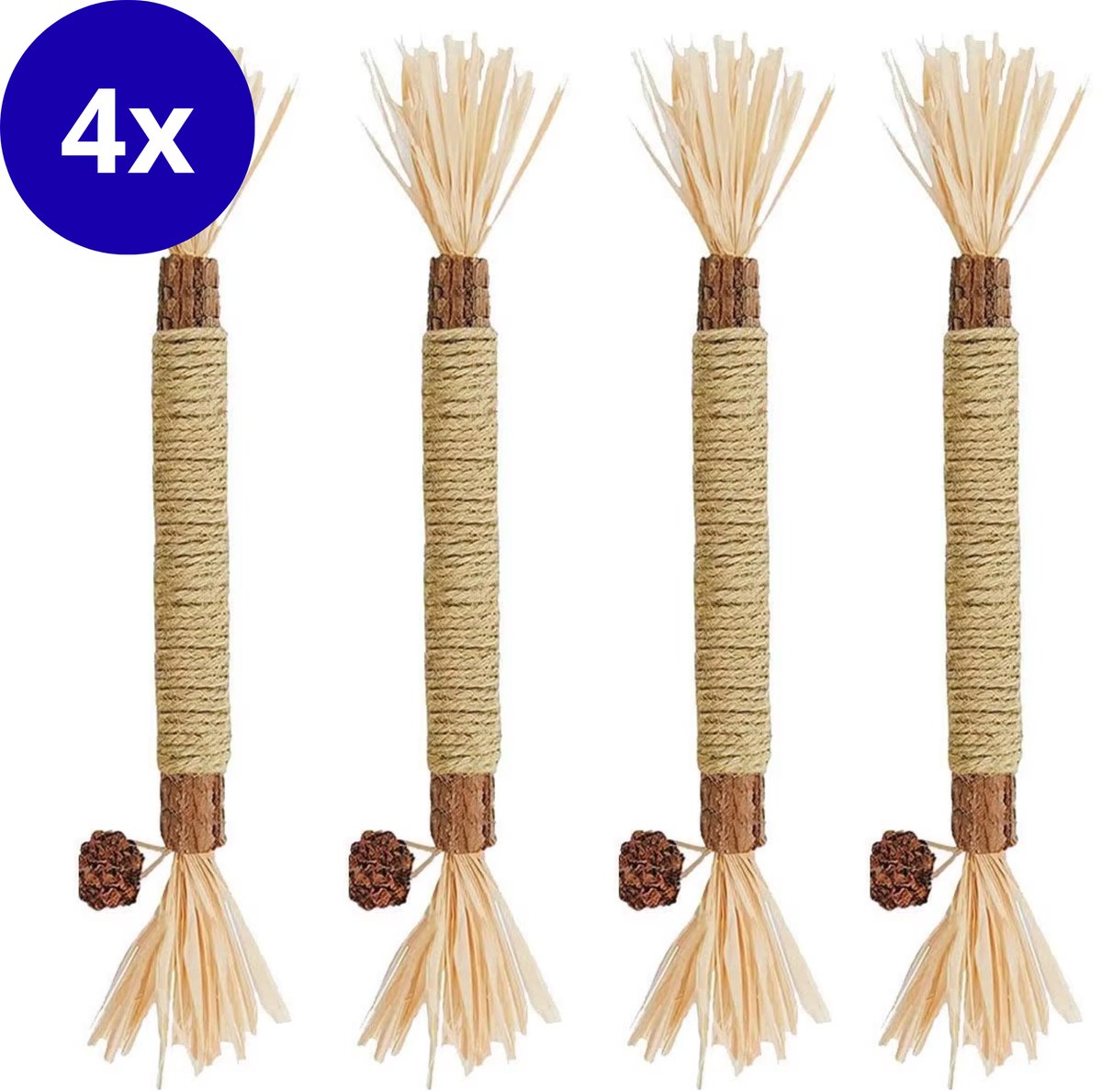 FURTASTIC® Matatabi Stokjes voor Katten - 4 Stuks – 100% Natuurlijk Catnip Kattenspeelgoed