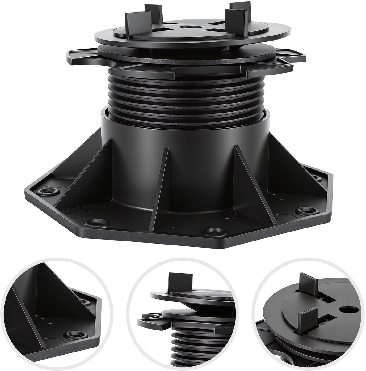 100x Verstelbare Terrasdragers 75-145mm Hellingsverstelling 0-5° Composiet Voor Steenplaten Incl 100 Schijven