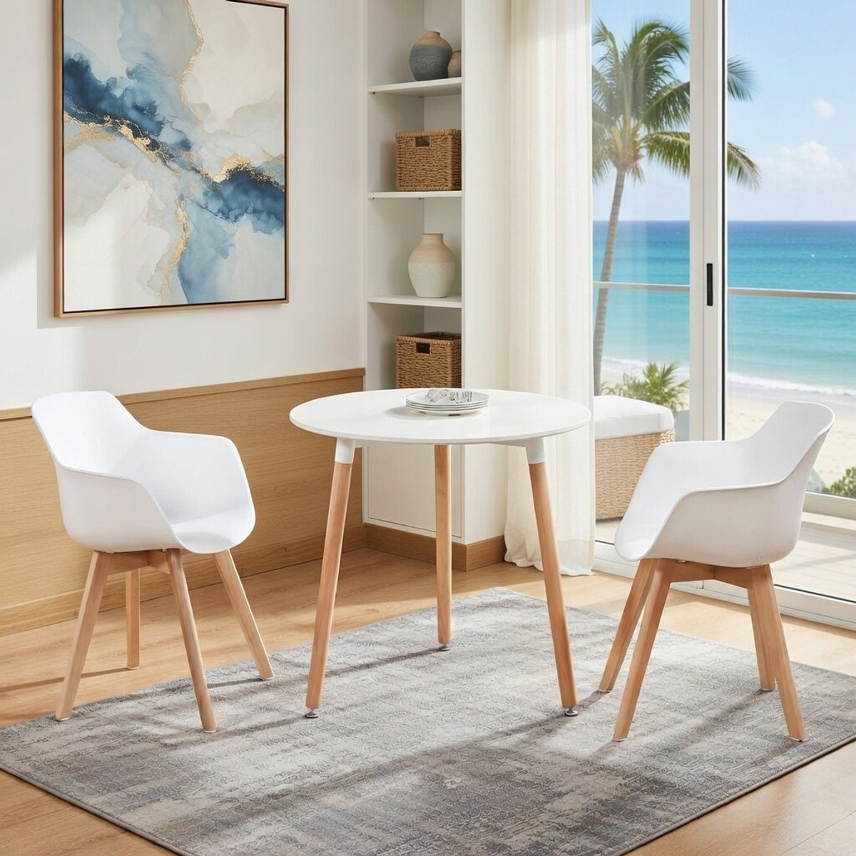 Retro Scandinavische Eetkamerstoelen Set van - Wit - Novihome