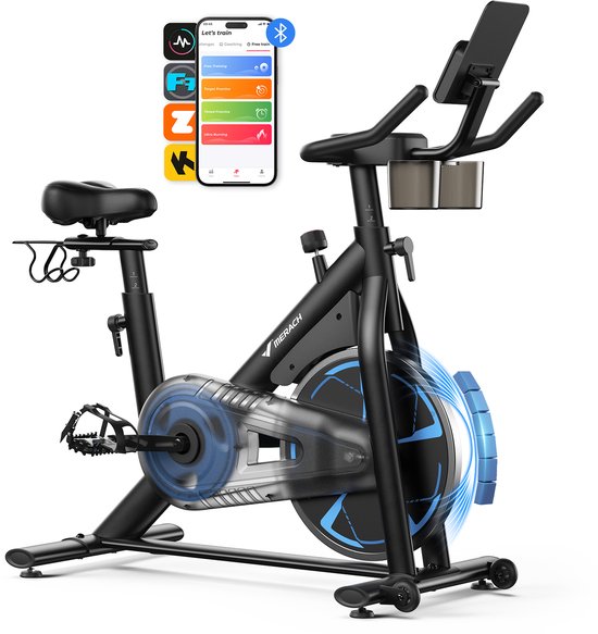 MERACH Magnetische Hometrainer - Vliegwiel 8 kg - 8 Niveaus Vloeibare Weerstand - LCD-scherm - Maximaal Gewicht 120 kg - Stil