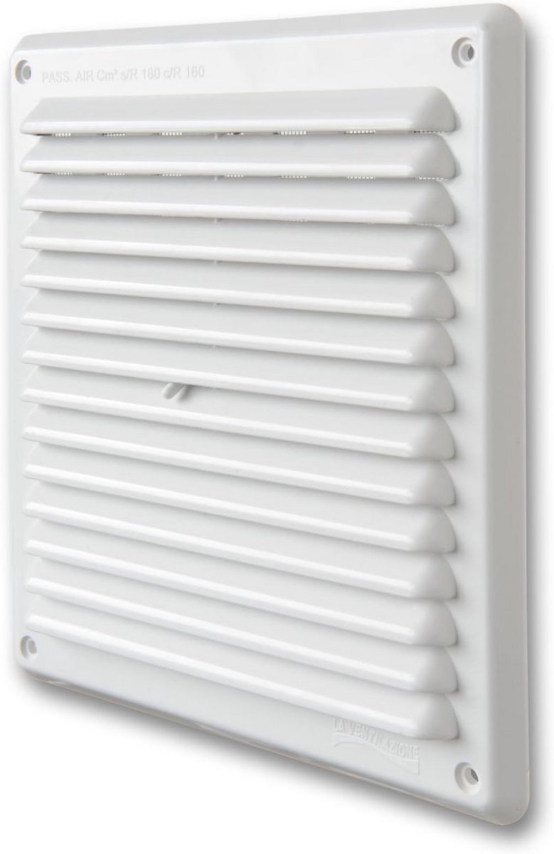 Rechthoekig Ventilatierooster van Kunststof - 204 x 230 mm, Wit, Overlappend
