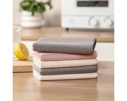 Set van 6 - Barista-doeken - Microvezeldoek - Reinigingsaccessoires voor koffiemachines - Geschikt voor espressomachines, vaporizers en aanrechtbladen - 30*30 cm - Wit + Grijs + Rood