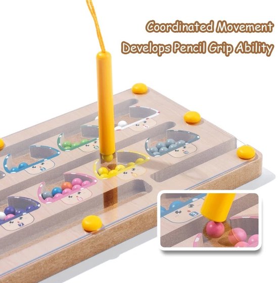 Magnetische stripnummers en paddestoel houten doolhof | Pen Control Training Educatief spel voor fijne motoriek en logisch denken Geschikt voor kinderen vanaf 3 jaar — afbeelding 2